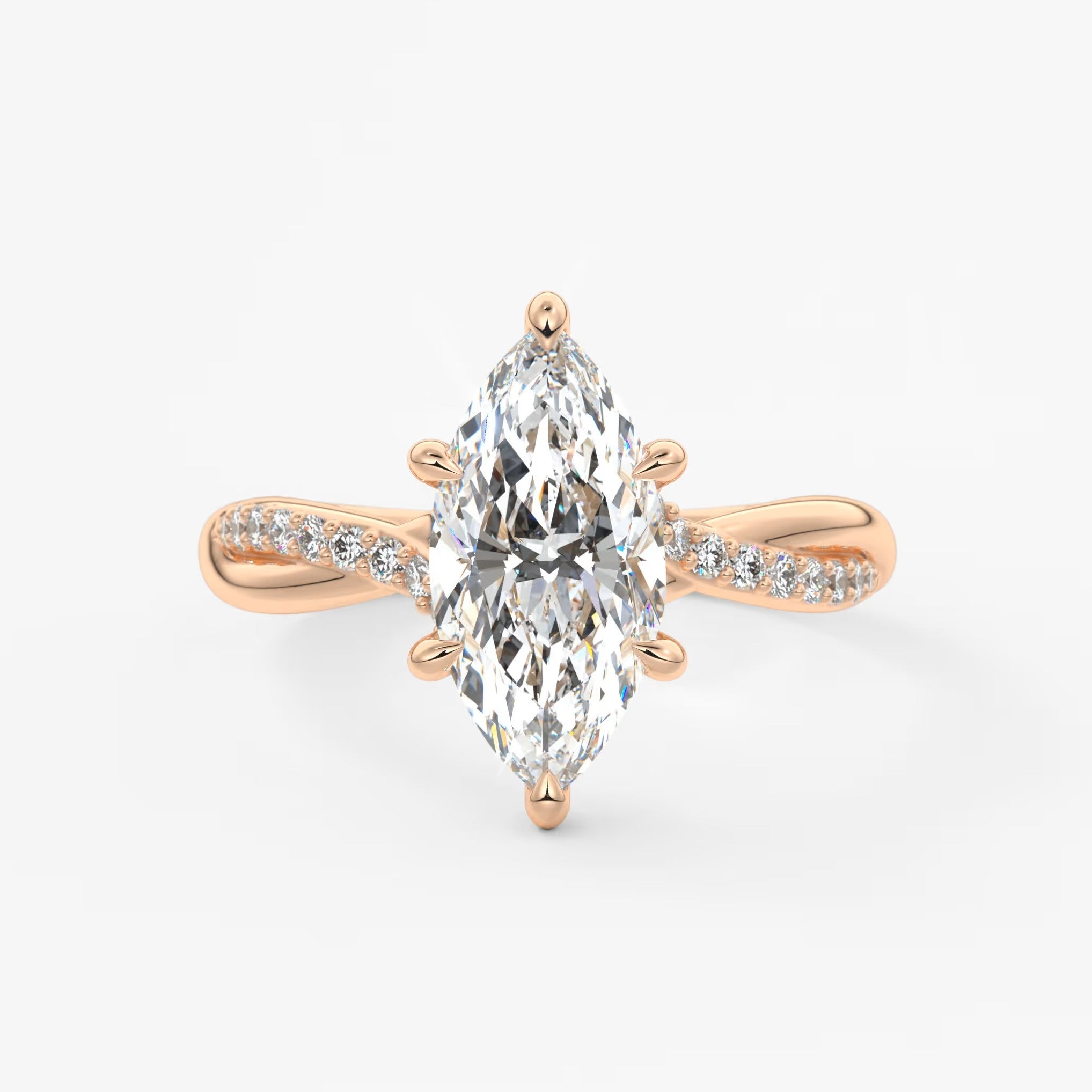 Mirella marquise twisted pavé engagement ring