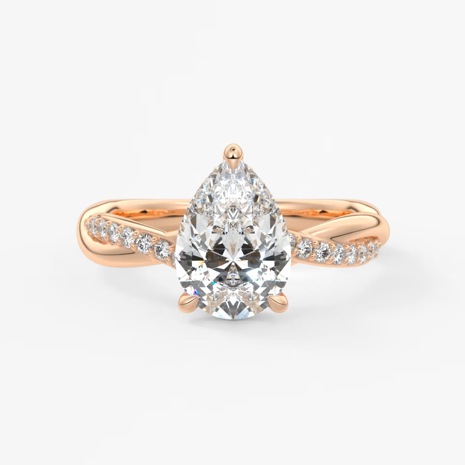 Mirella pear twisted pavé engagement ring