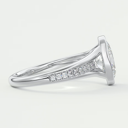 Neriah Oval Bezel Set Split Shank Engagement Ring