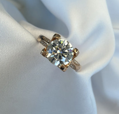 Rose Gold Round Moissanite Engagement Ring – 2.00ct | 14K Tapered Band