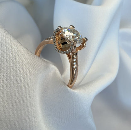 Rose Gold Round Moissanite Engagement Ring – 2.00ct | 14K Tapered Band