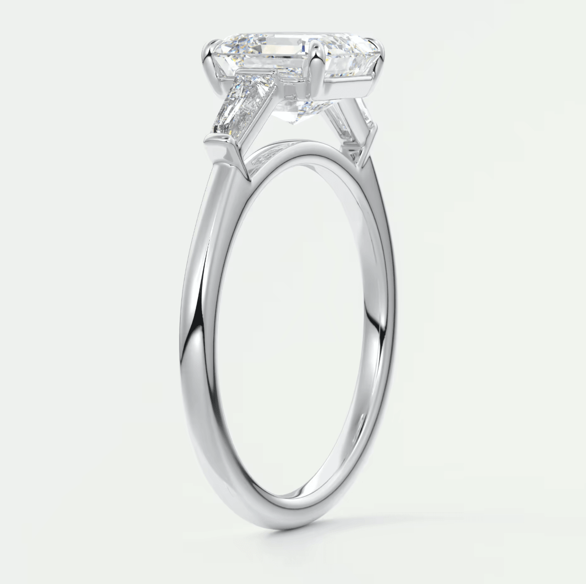 Seraphine Asscher Three-Stone Engagement Ring – Lab Diamond or Moissanite