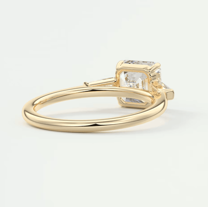 Seraphine Asscher Three-Stone Engagement Ring – Lab Diamond or Moissanite