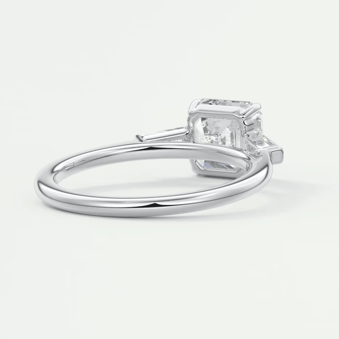 Seraphine Asscher Three-Stone Engagement Ring – Lab Diamond or Moissanite