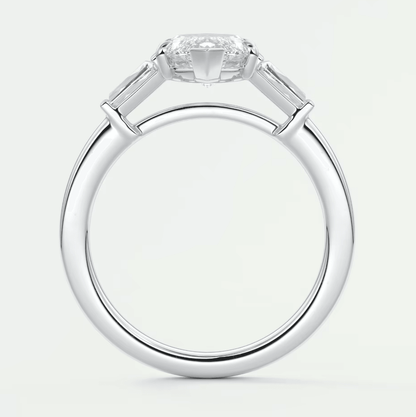 Seraphine Marquise Three-Stone Engagement Ring – Lab Diamond or Moissanite