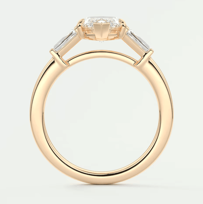 Seraphine Marquise Three-Stone Engagement Ring – Lab Diamond or Moissanite