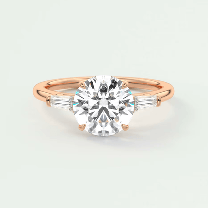 Seraphine Round Three-Stone Engagement Ring – Lab Diamond or Moissanite