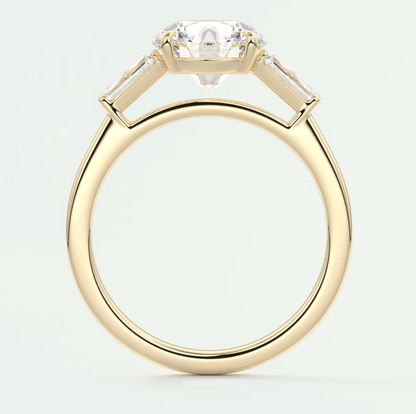 Seraphine Round Three-Stone Engagement Ring – Lab Diamond or Moissanite