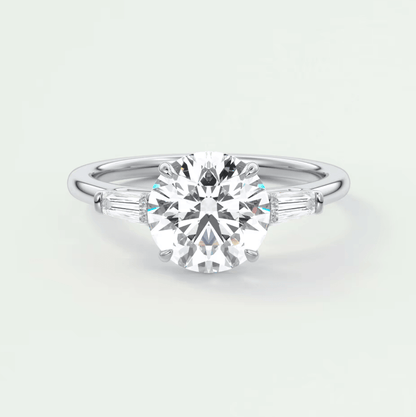 Seraphine Round Three-Stone Engagement Ring – Lab Diamond or Moissanite