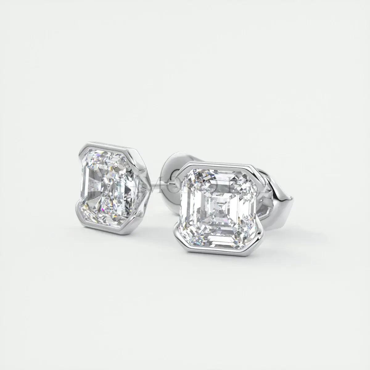 Sleek Asscher Half-Bezel Stud Earrings My Store