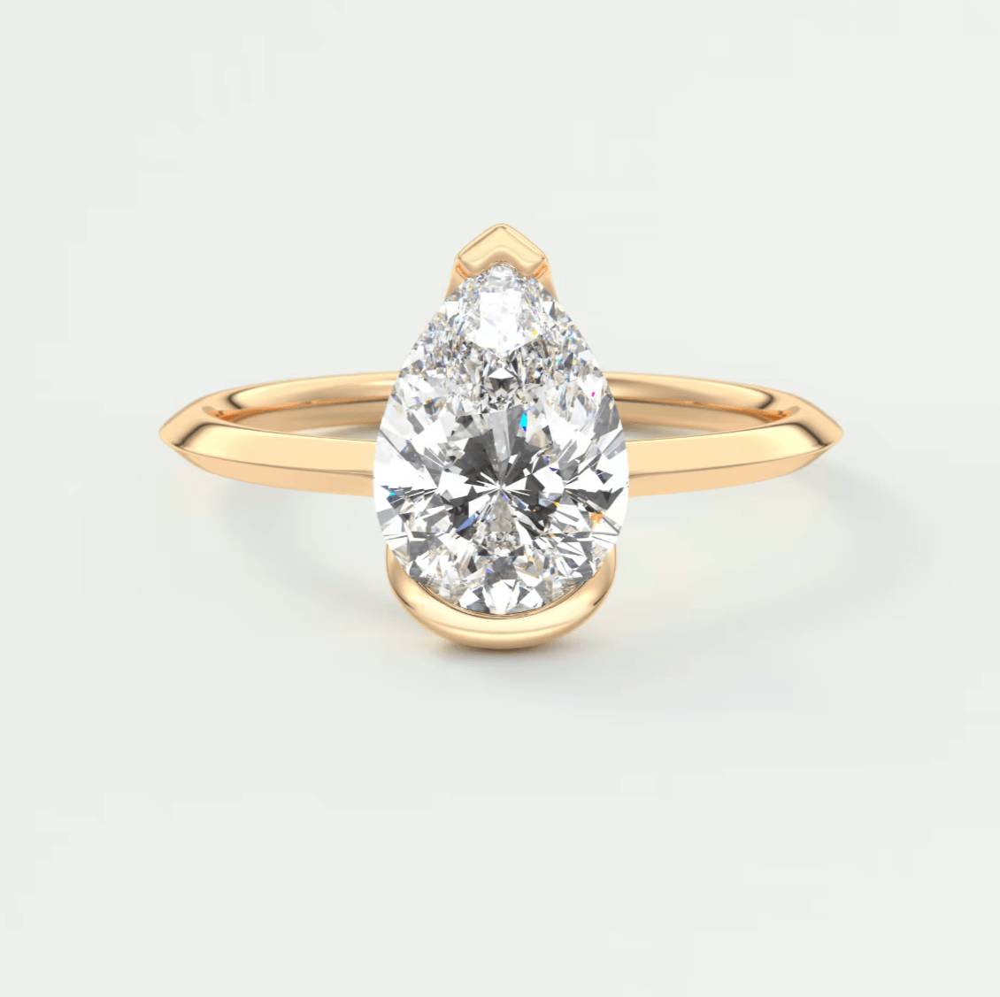 Solara Pear Half Bezel Ring – Lab Diamond or Moissanite