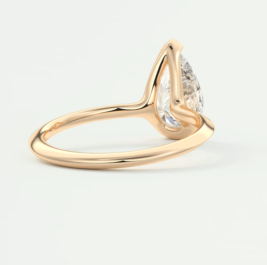 Solara Pear Half Bezel Ring – Lab Diamond or Moissanite