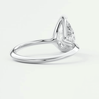 Solara Pear Half Bezel Ring – Lab Diamond or Moissanite