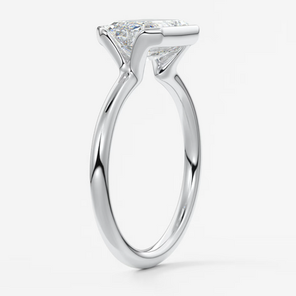 Solara East-West Emerald Half Bezel Ring – Lab Diamond or Moissanite