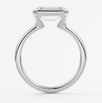 Solara East-West Emerald Half Bezel Ring – Lab Diamond or Moissanite