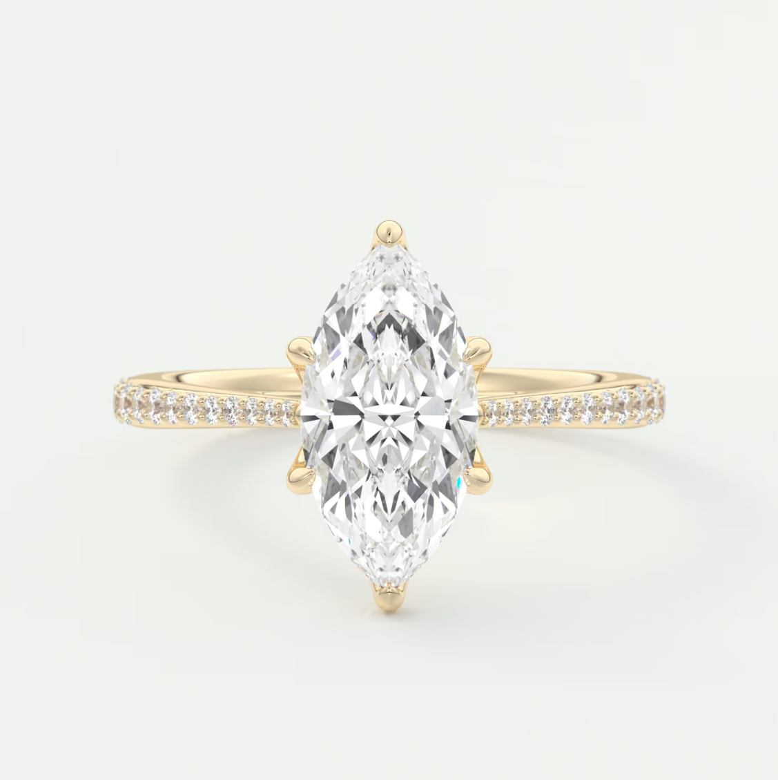 Solenne Marquise Pavé Cathedral Solitaire Ring