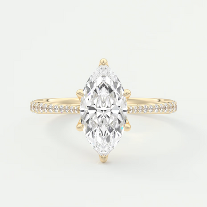 Solenne Marquise Pavé Cathedral Solitaire Ring