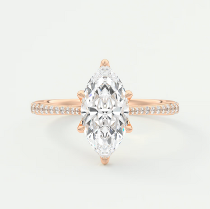 Solenne Marquise Pavé Cathedral Solitaire Ring