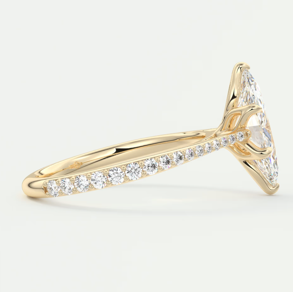 Solenne Marquise Pavé Cathedral Solitaire Ring
