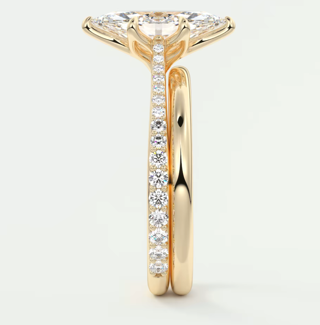 Solenne Marquise Pavé Cathedral Solitaire Ring