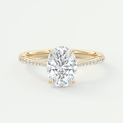 Solenne Oval Pavé Cathedral Solitaire Ring