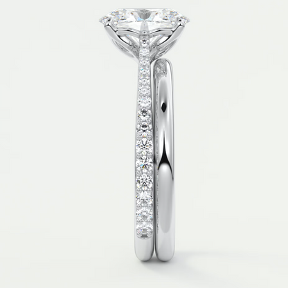 Solenne Oval Pavé Cathedral Solitaire Ring