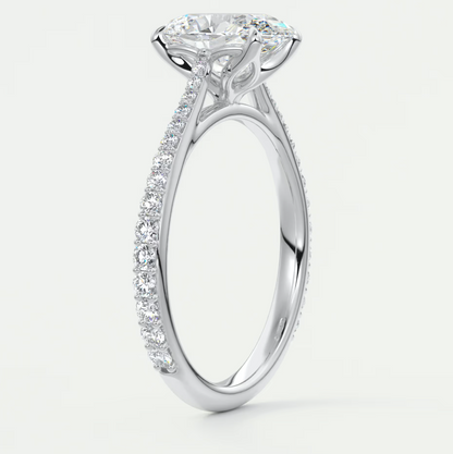 Solenne Oval Pavé Cathedral Solitaire Ring