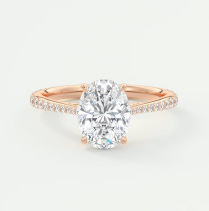 Solenne Oval Pavé Cathedral Solitaire Ring