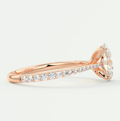 Solenne Oval Pavé Cathedral Solitaire Ring