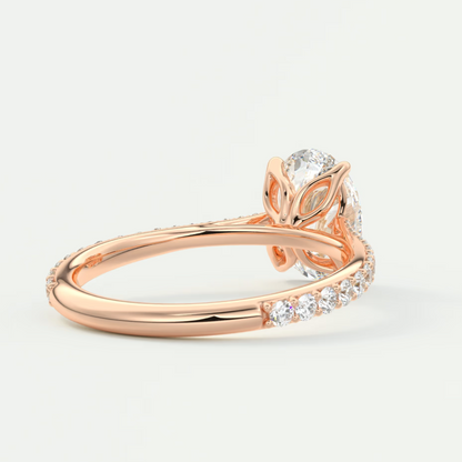 Solenne Oval Pavé Cathedral Solitaire Ring