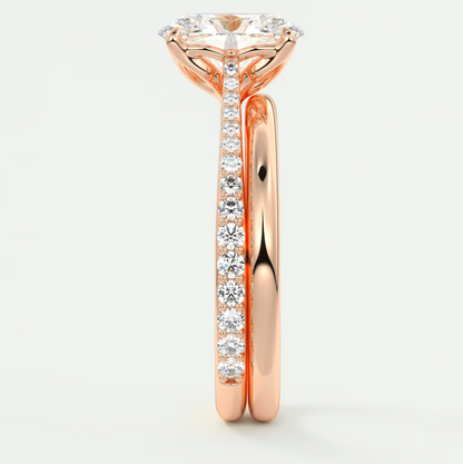 Solenne Oval Pavé Cathedral Solitaire Ring
