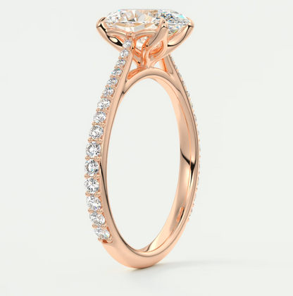Solenne Oval Pavé Cathedral Solitaire Ring
