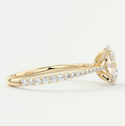 Solenne Oval Pavé Cathedral Solitaire Ring