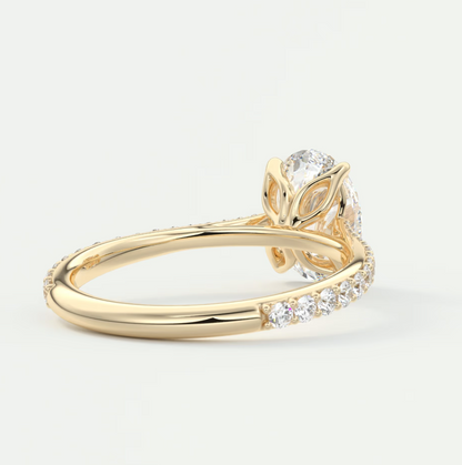 Solenne Oval Pavé Cathedral Solitaire Ring