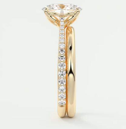 Solenne Oval Pavé Cathedral Solitaire Ring