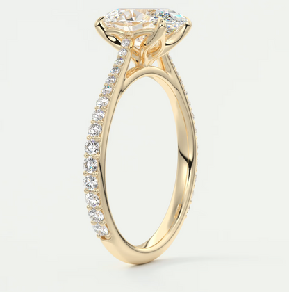 Solenne Oval Pavé Cathedral Solitaire Ring