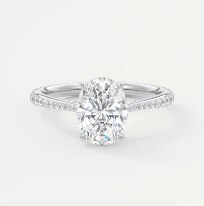 Solenne Oval Pavé Cathedral Solitaire Ring