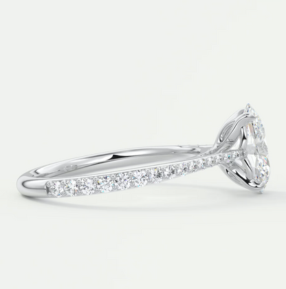 Solenne Oval Pavé Cathedral Solitaire Ring