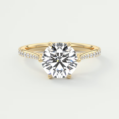 Solenne Round Pavé Cathedral Solitaire Engagement Ring