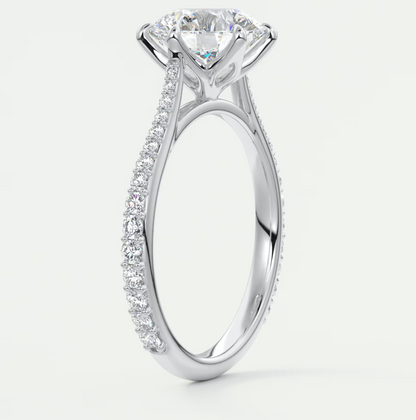 Solenne Round Pavé Cathedral Solitaire Engagement Ring