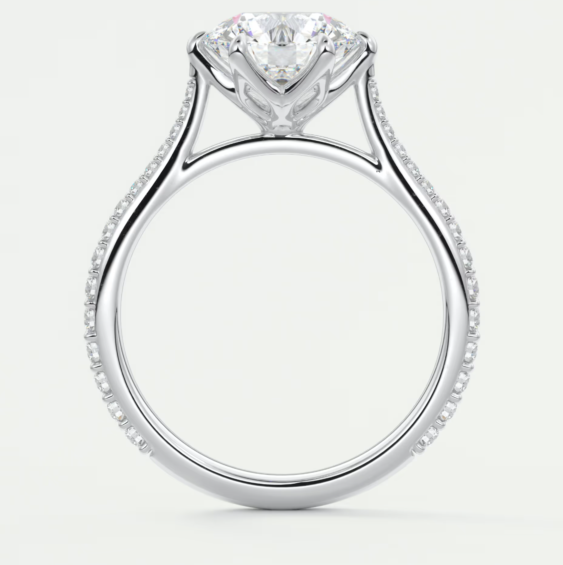 Solenne Round Pavé Cathedral Solitaire Engagement Ring