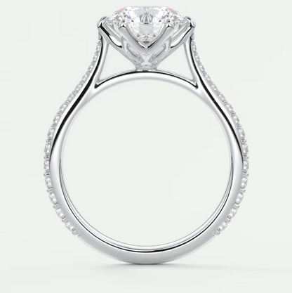 Solenne Round Pavé Cathedral Solitaire Engagement Ring