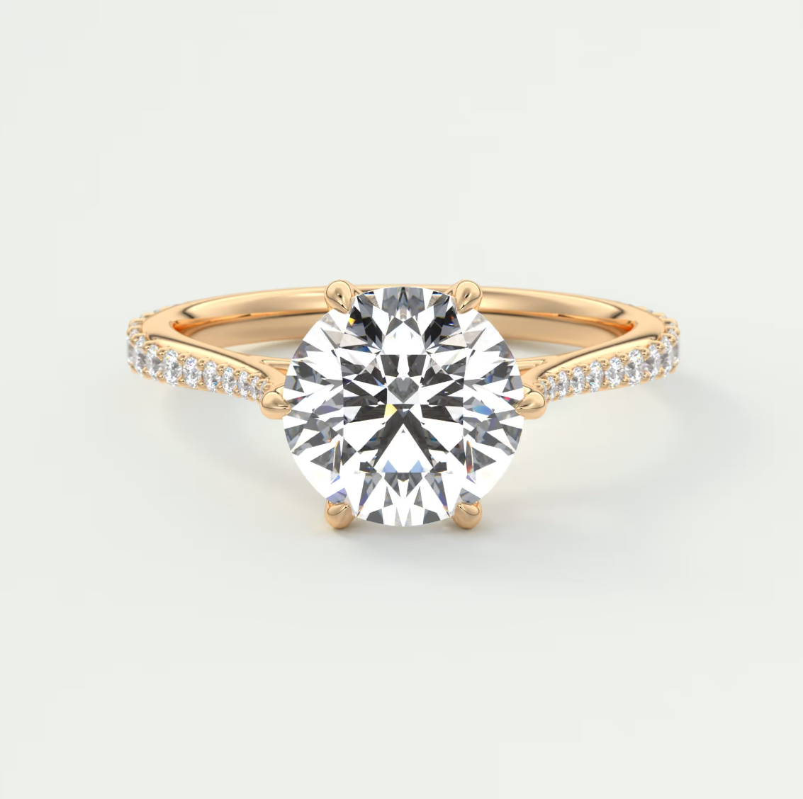 Solenne Round Pavé Cathedral Solitaire Engagement Ring