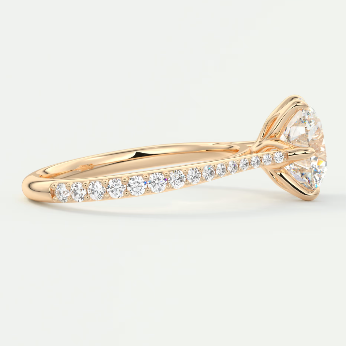 Solenne Round Pavé Cathedral Solitaire Engagement Ring