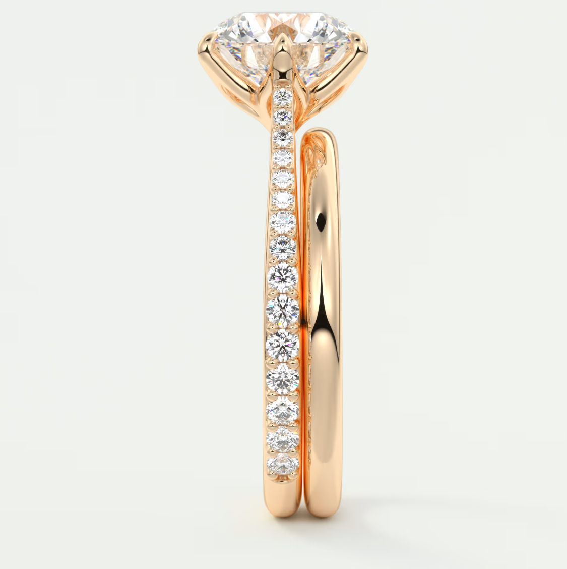 Solenne Round Pavé Cathedral Solitaire Engagement Ring