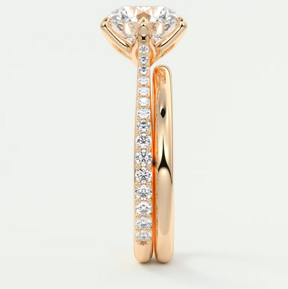 Solenne Round Pavé Cathedral Solitaire Engagement Ring