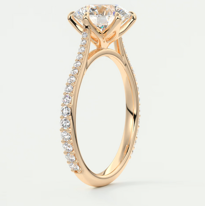 Solenne Round Pavé Cathedral Solitaire Engagement Ring