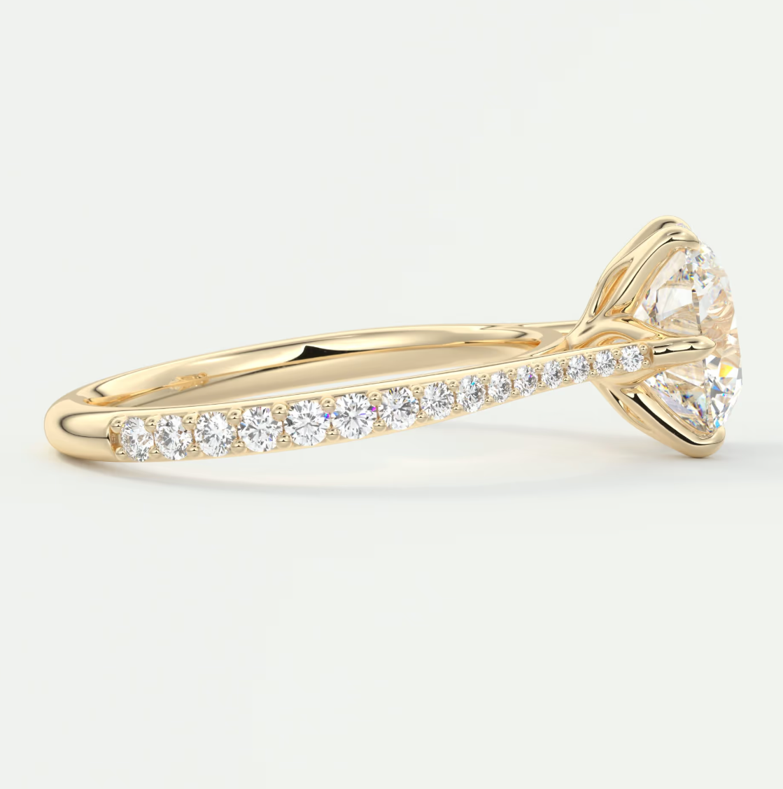 Solenne Round Pavé Cathedral Solitaire Engagement Ring