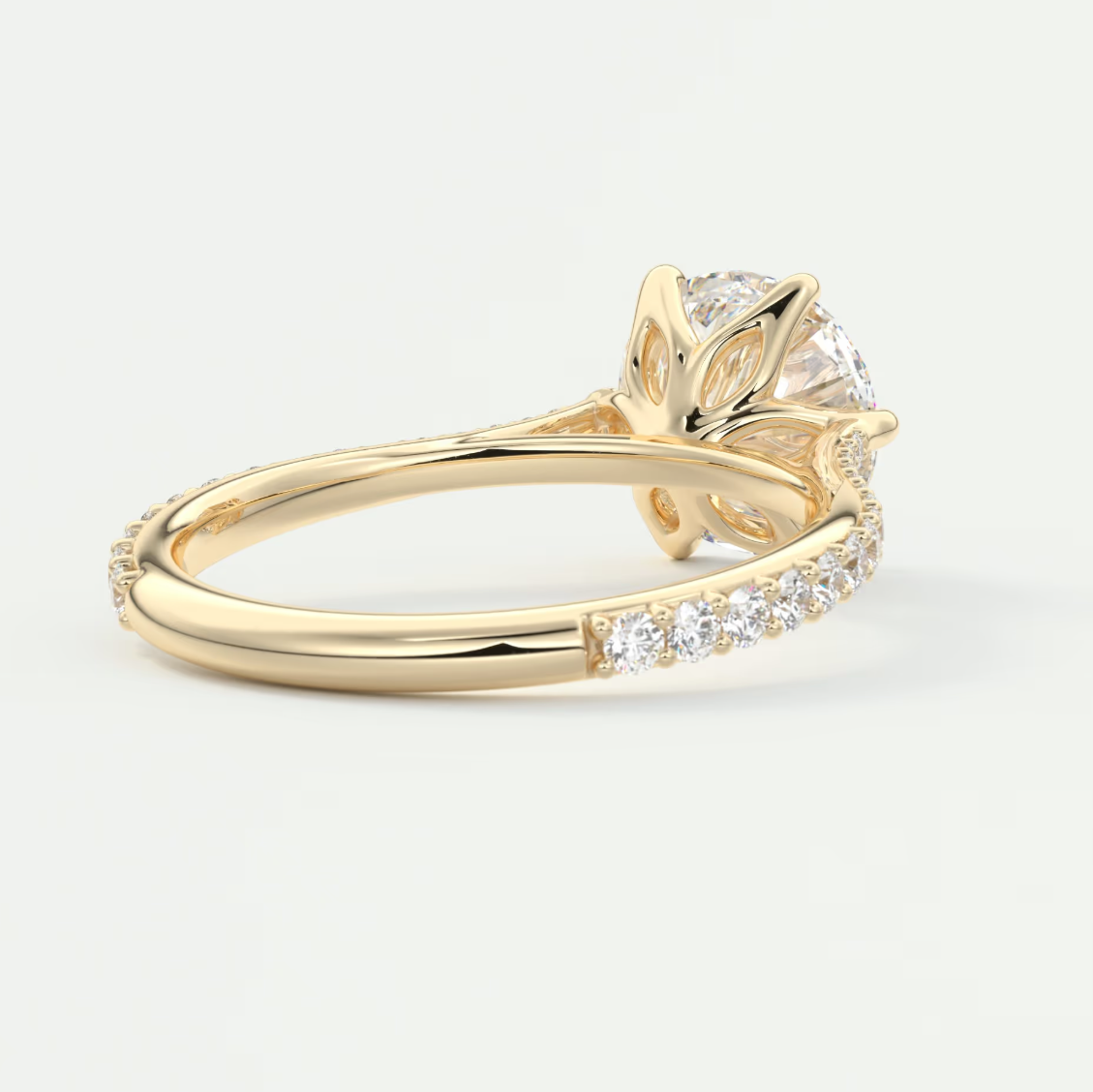 Solenne Round Pavé Cathedral Solitaire Engagement Ring
