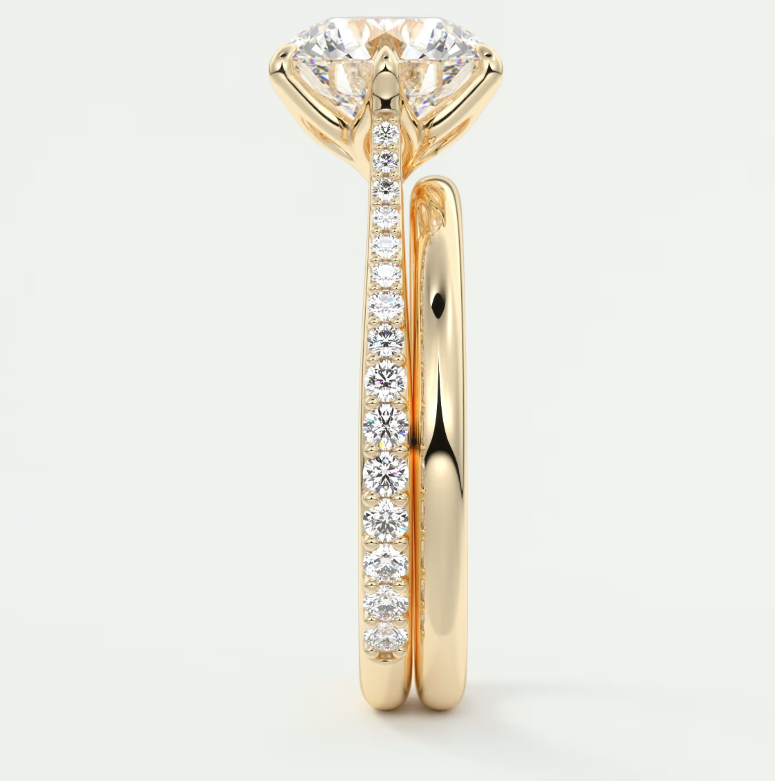 Solenne Round Pavé Cathedral Solitaire Engagement Ring